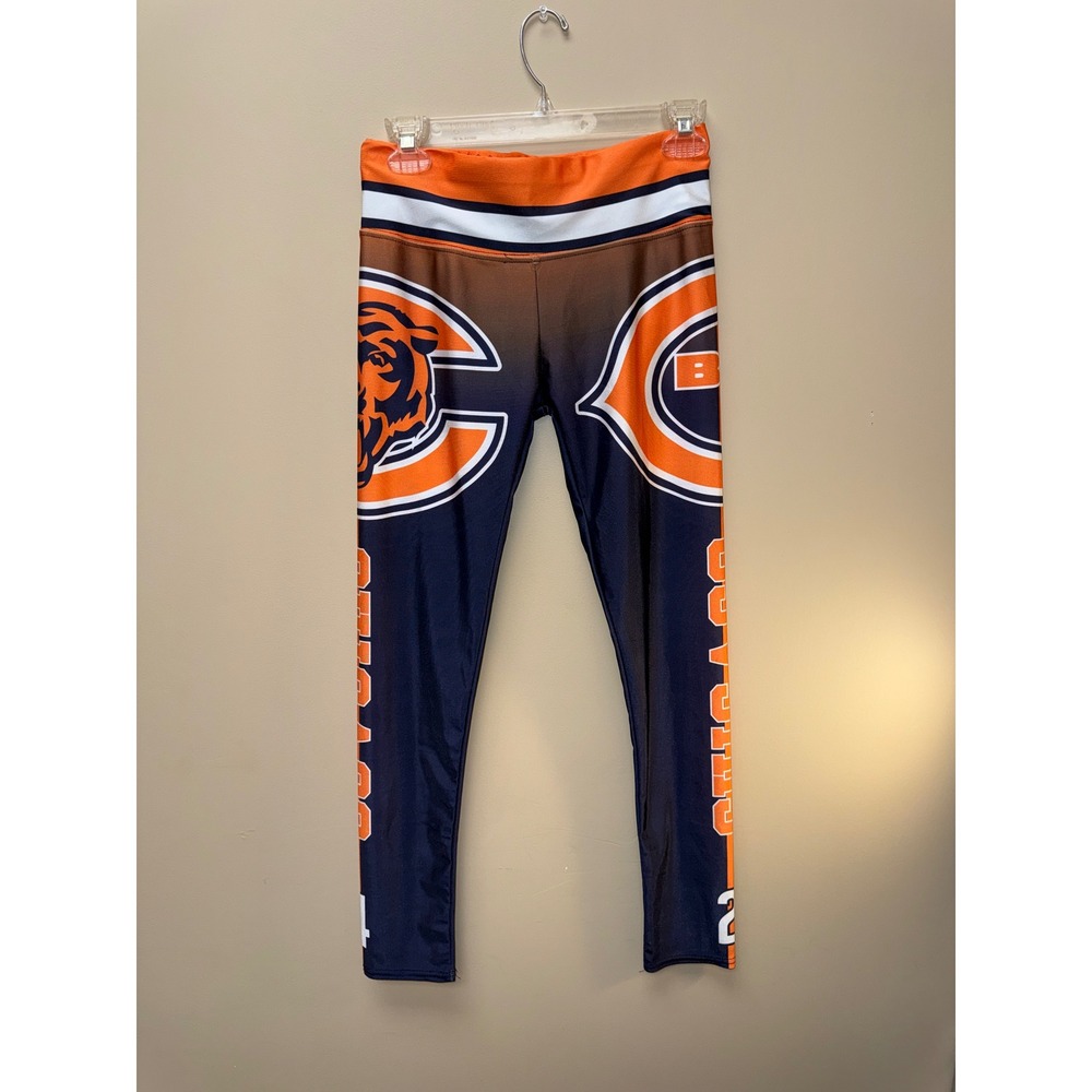 Chicago Bears NFL Womens Leggings Navy Orange Graphic Print Yoga Pants Size 13